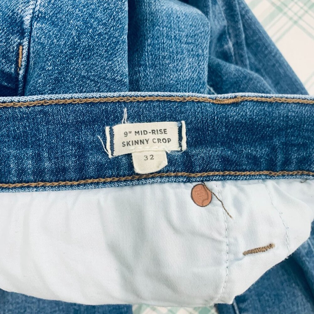Womens Madewell 9" Midrise Skinny Crop Jeans 5 Button Closure Size 32 - Picture 11 of 13